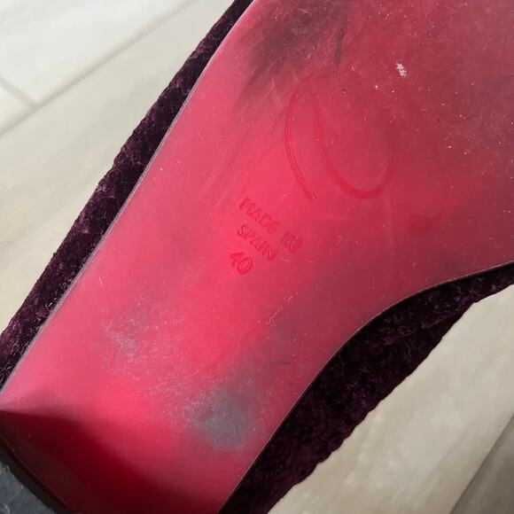 Anthropologie Bisue Ballerinas Flat Women's 40 Burgundy Embossed Smoking Loafer - Picture 9 of 14